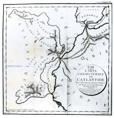 No. III Conjectural Map of the Island of Atlantis, Drawn by Bory of St-Vincent and Engraved by E. Collin by French School